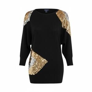 Vintage 80's Le Chois Women's Size M Sequin Oversized Tunic Sweater Silk Angora